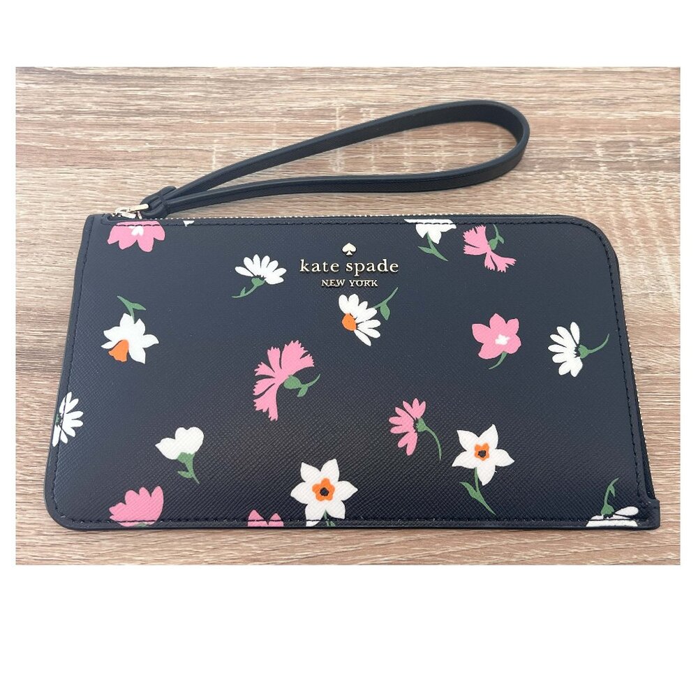 NWT Kate Spade Lucy Floral Waltz Medium L Zip Wristlet